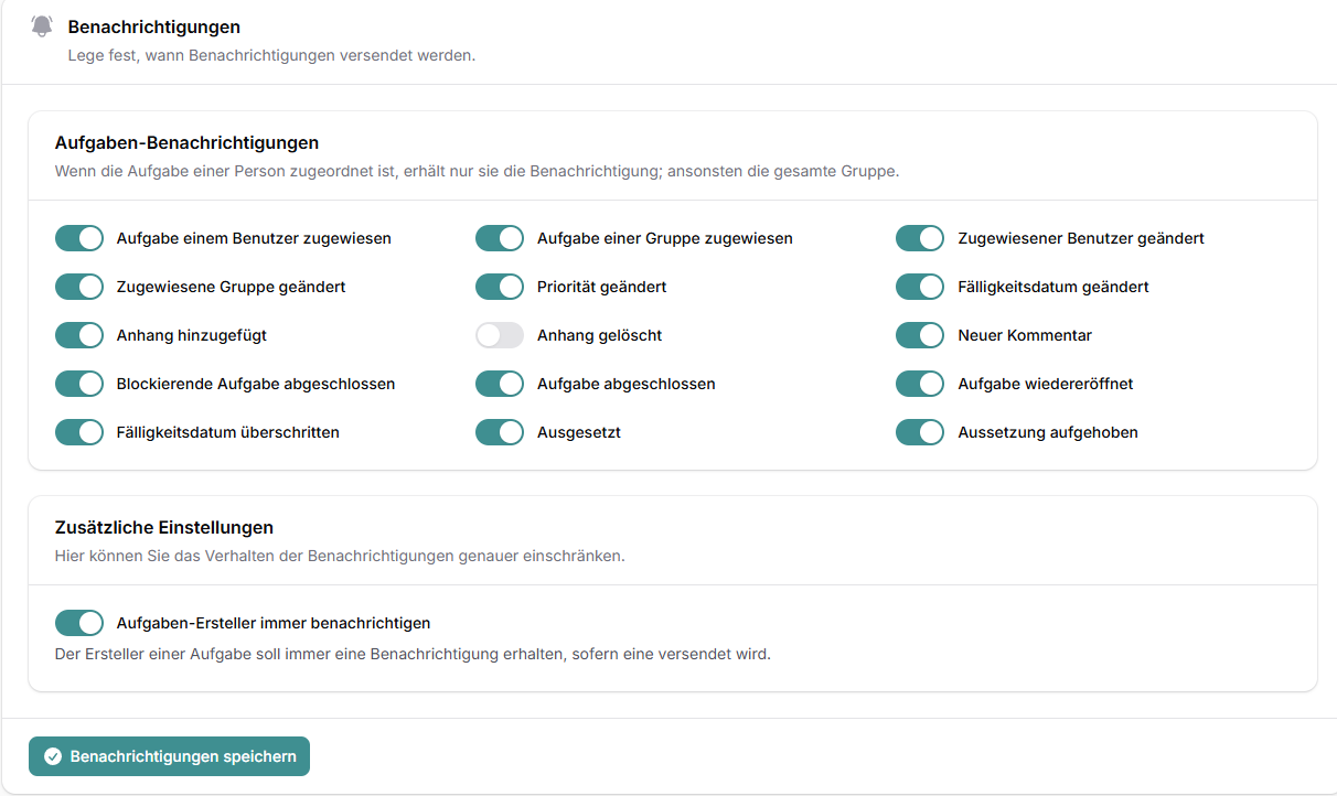 Organisationseinstellungen