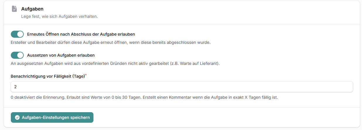 Organisationseinstellungen