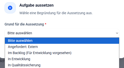 Aufgabe aussetzen