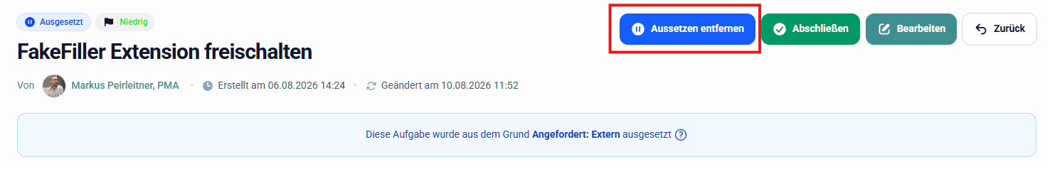 Aussetzung aufheben