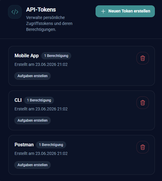 API Token erstellen