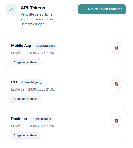 API Token erstellen