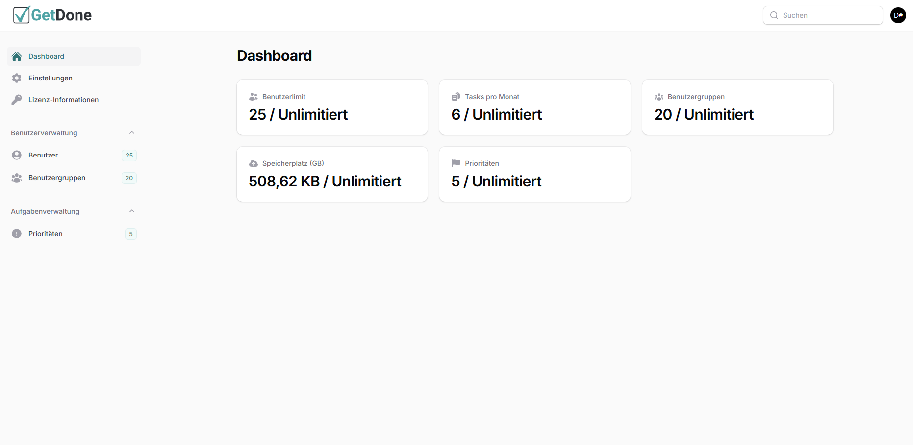 Admincenter Screenshot (Light)
